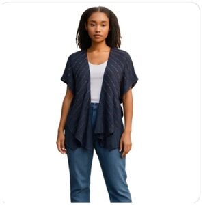 Angel Apparel Women’s Open-Front Cardigan. Navy, Red. Medium